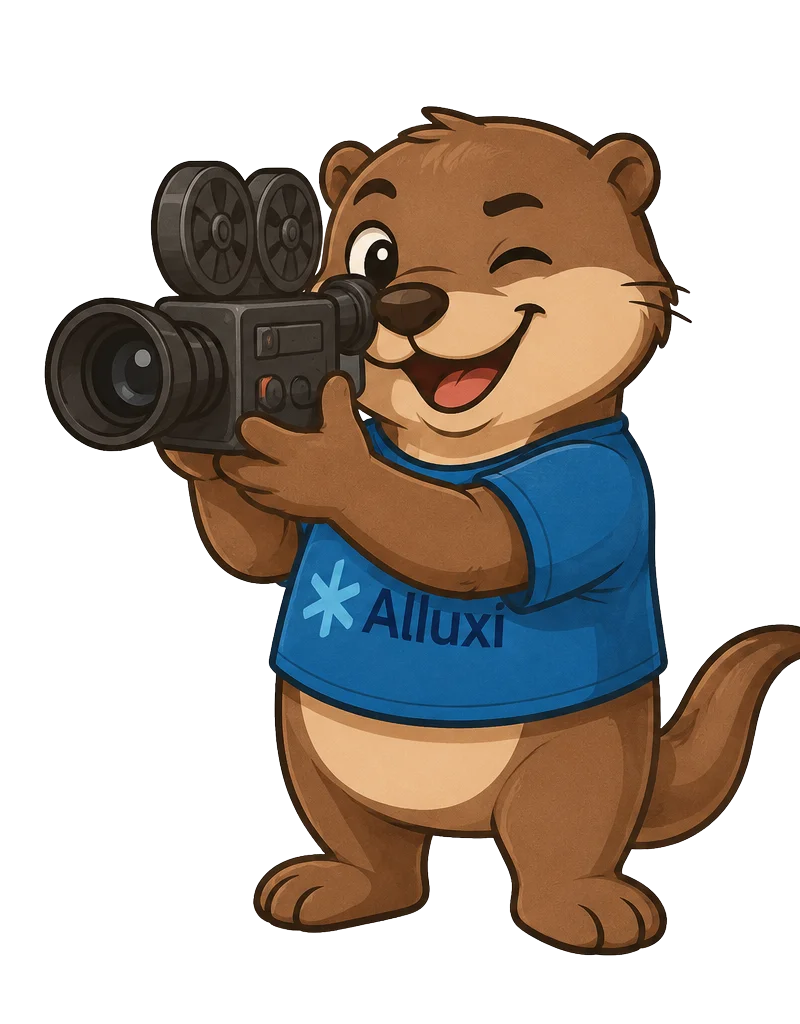 Otto the otter holding a film camera